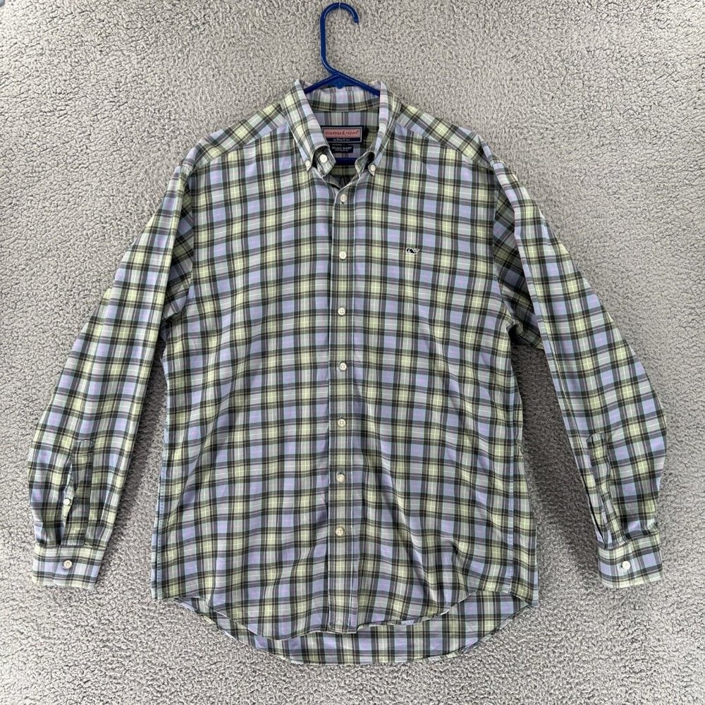 Vineyard Vines Button Up‎ Shirt Mens Medium Long Sleeve Windowpane Plaid